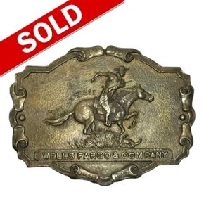 Wells Fargo & Company Pony Express 1902 Solid Brass Belt Buckle Memorabilia